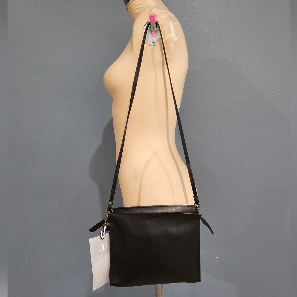 Nwt HALF UNITED Black Leather Zip Small Shoulder Purse Bag